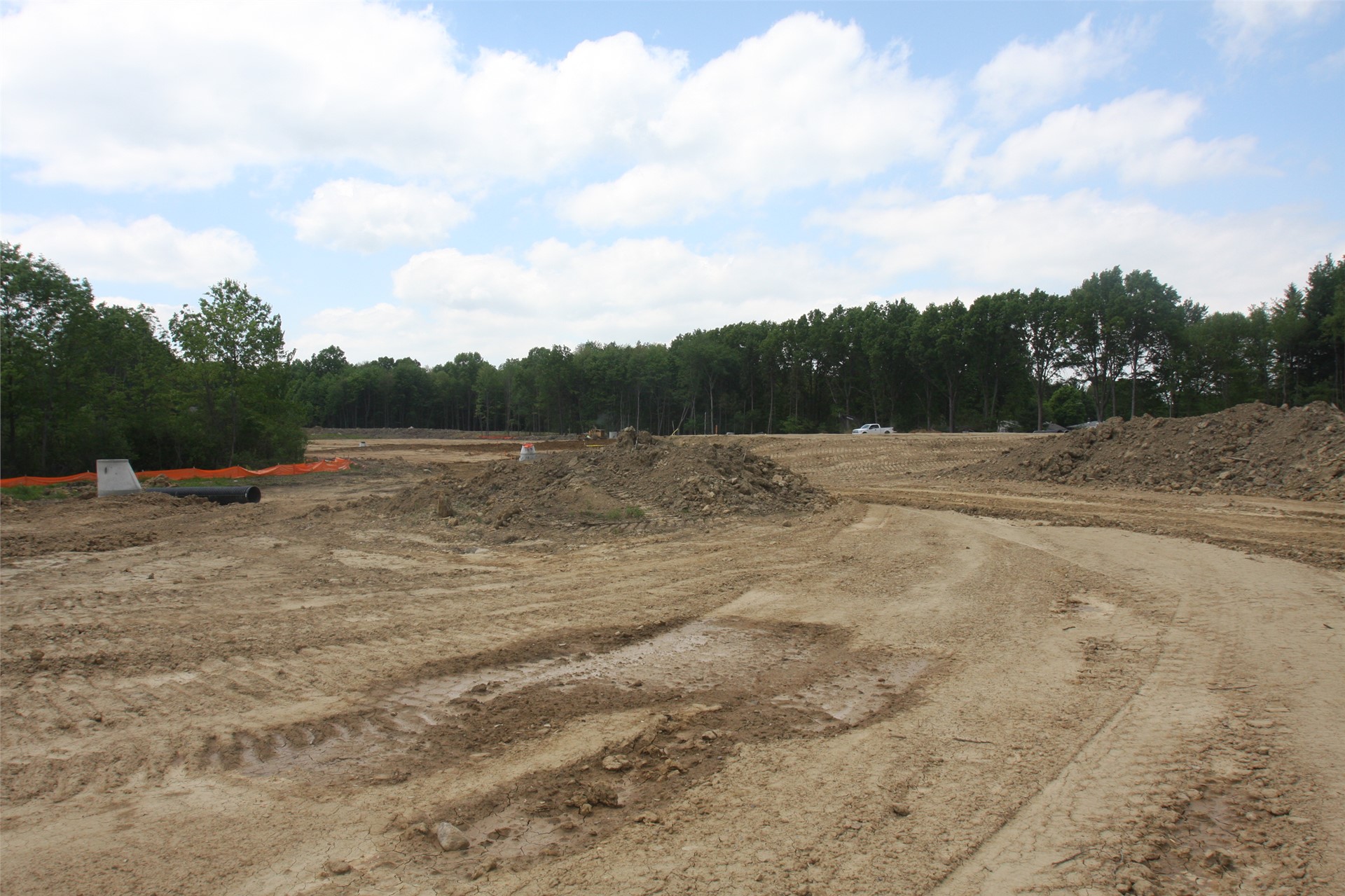 View of HS site from driveway (at end of retention basin coming from Cleve-Mass)
