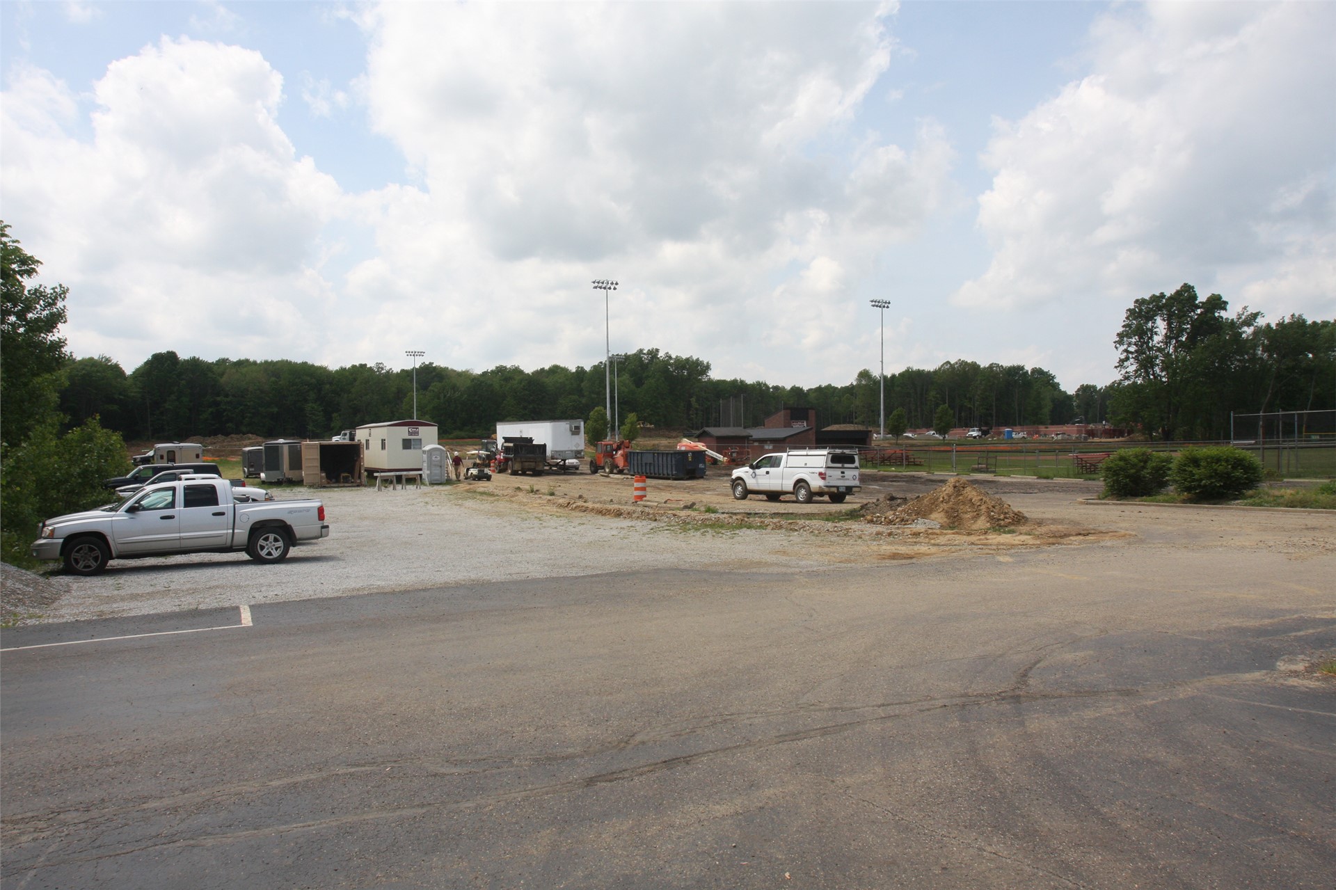 View of stadium and baseball field from Grace Church parking lot