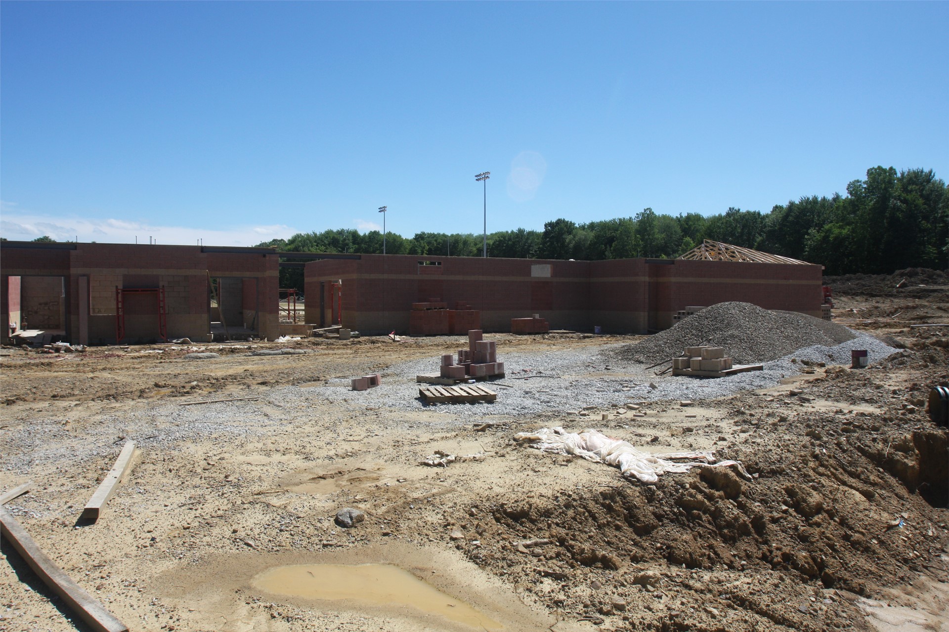 View of home side locker room from parking lot