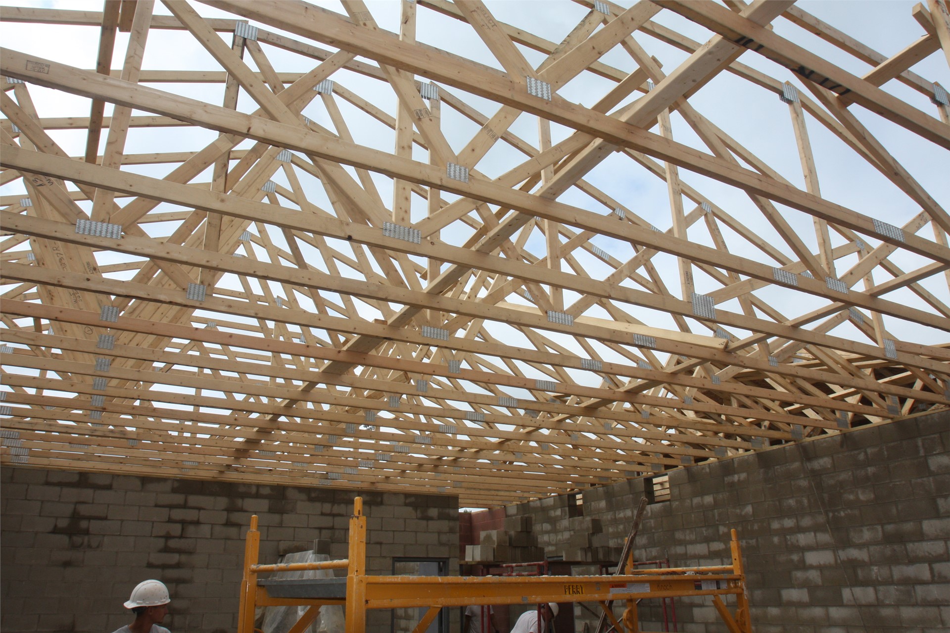 Trusses for roofing are in and ready for sheet and felt