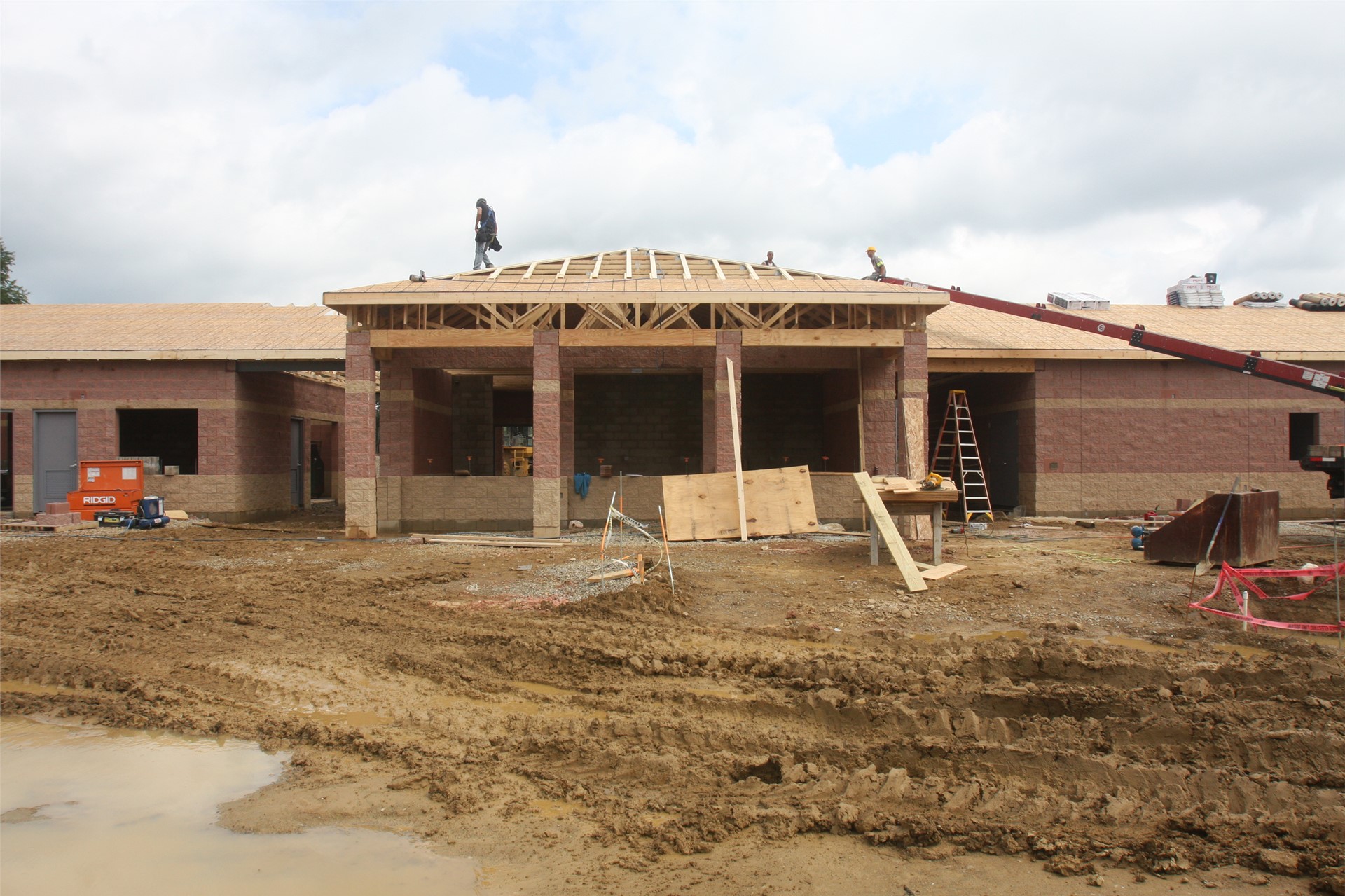 Concession stand portion of stadium building (from inside stadium)