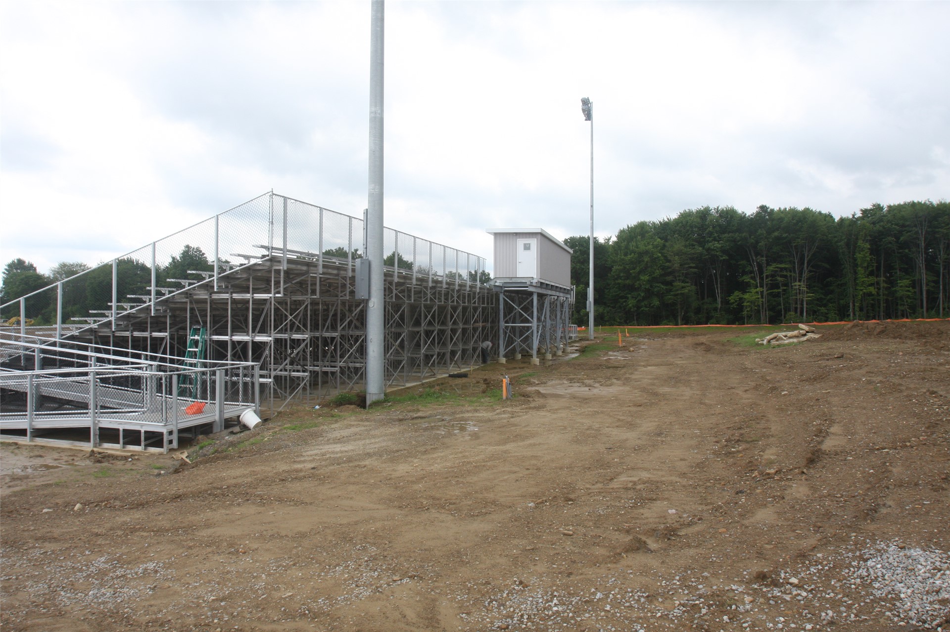 Back of home stands and press box (football practice field will sit to the left)