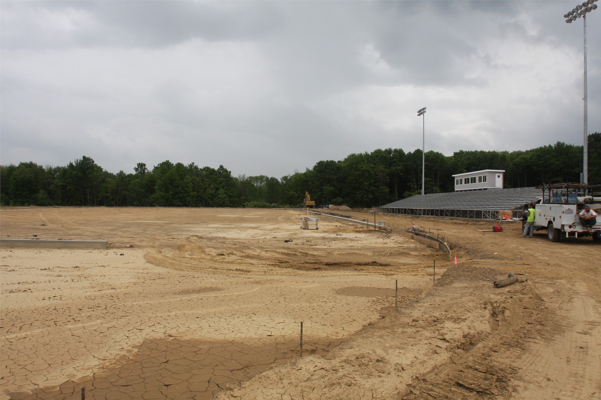 View of field/home stands from northwest corner of track