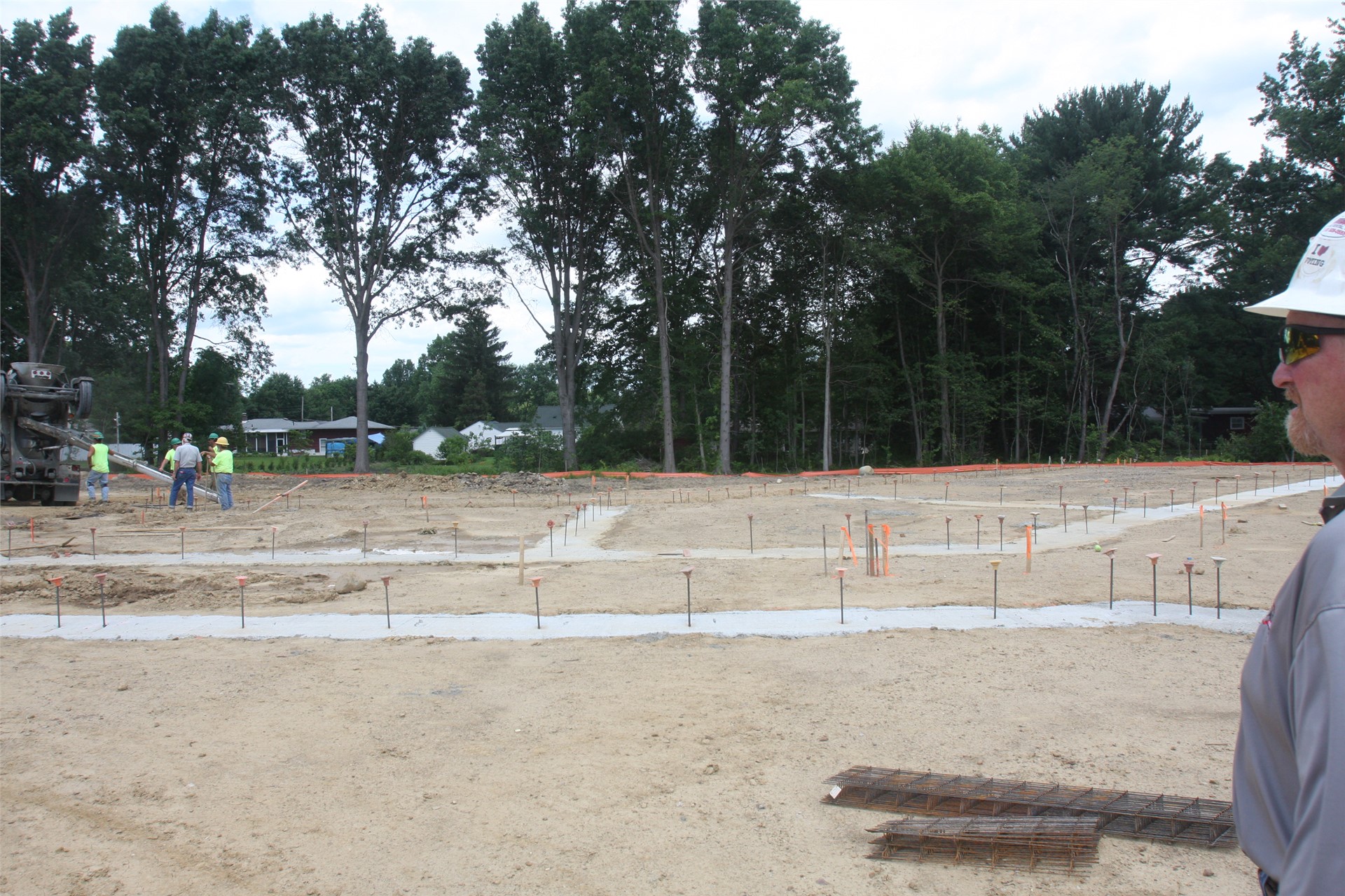 Footers outline where walls will exist in the academic wing