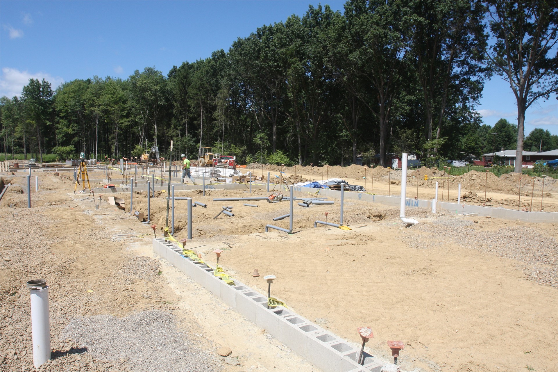 Footers for classrooms along the center of the academics wing