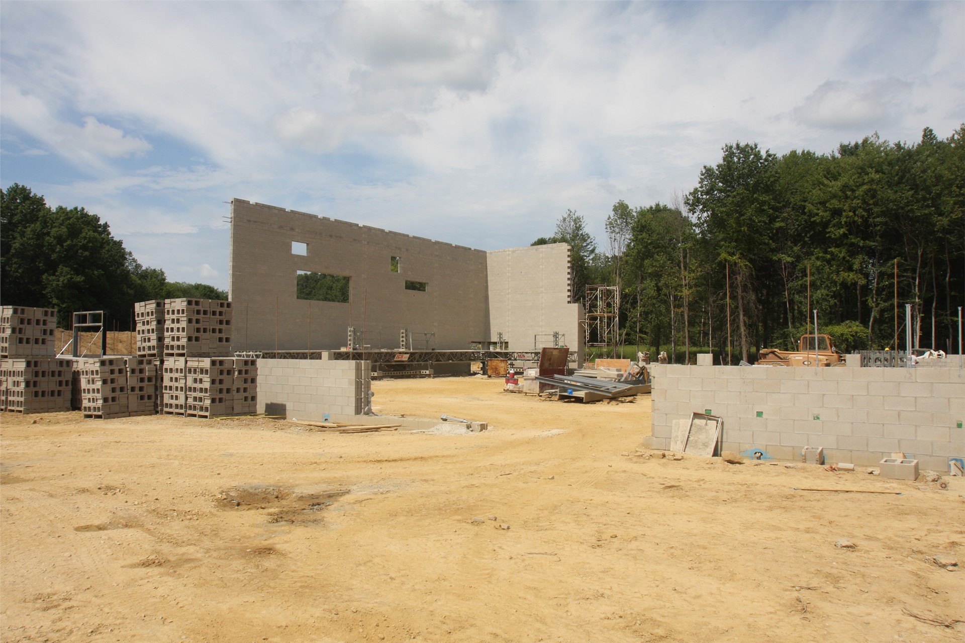 Commons, looking into gymnasium (west wall is complete)