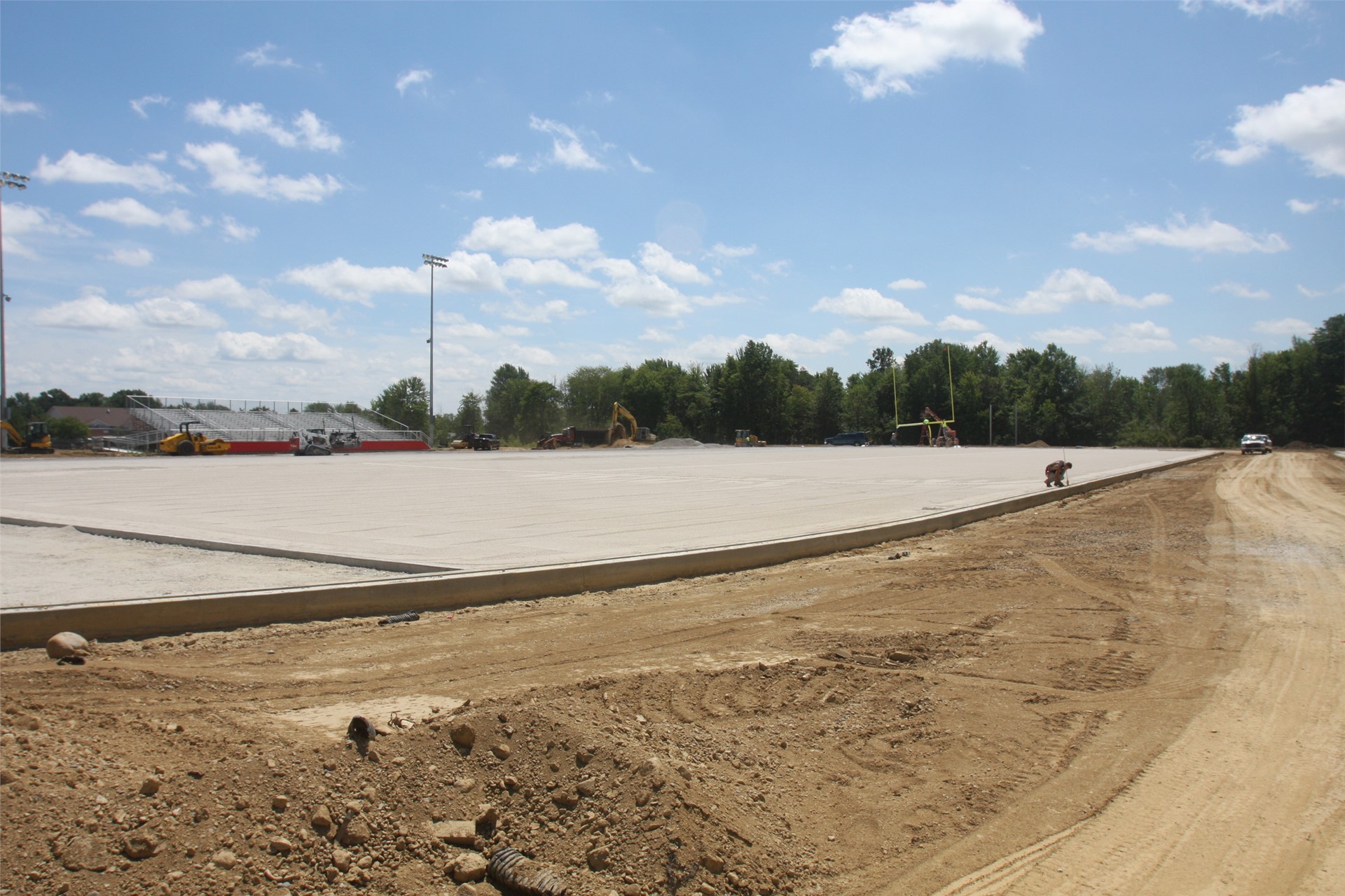 The field is being prepared for turf