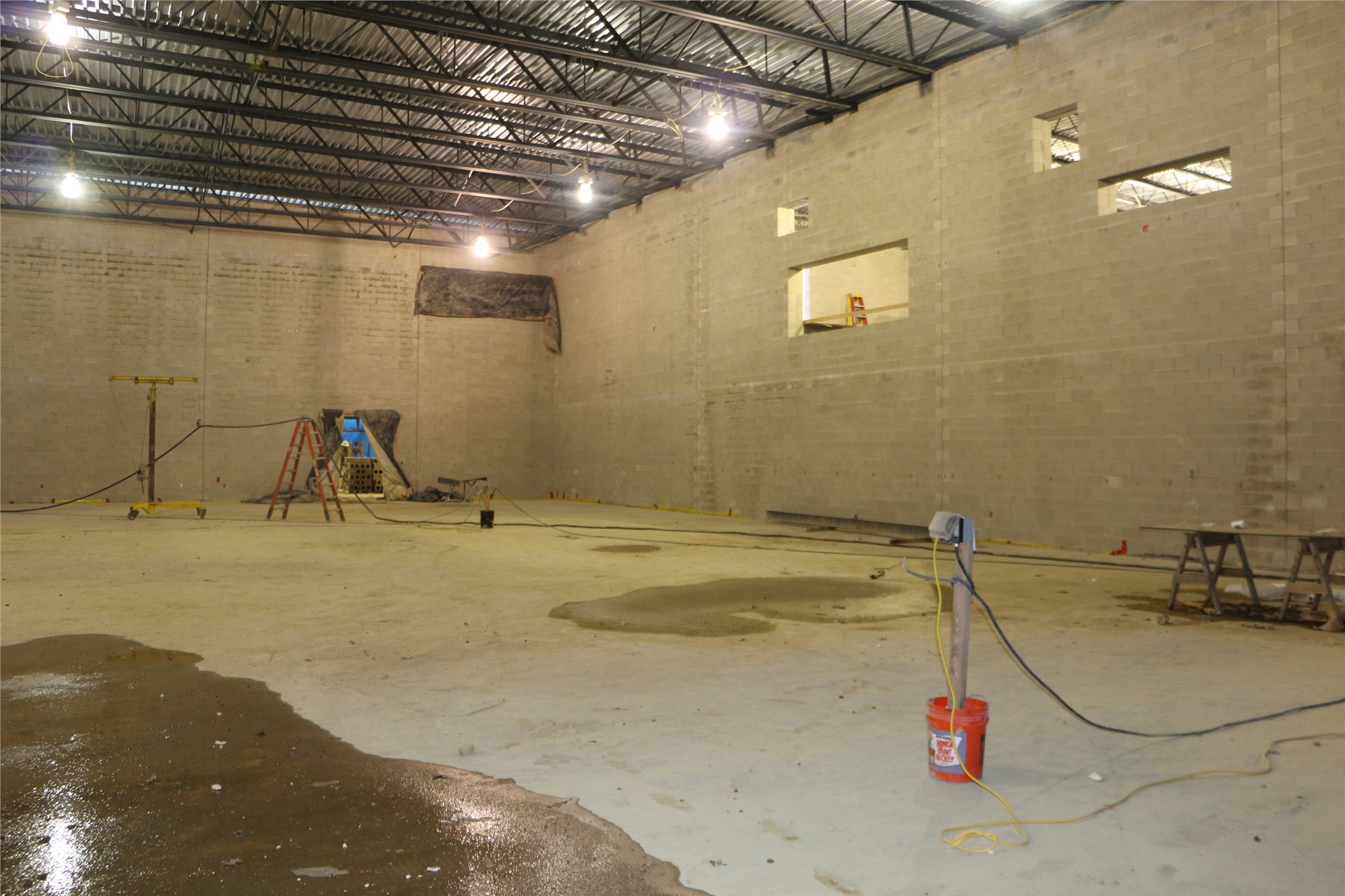 The “home” side of the gymnasium as seen from the Panther Den