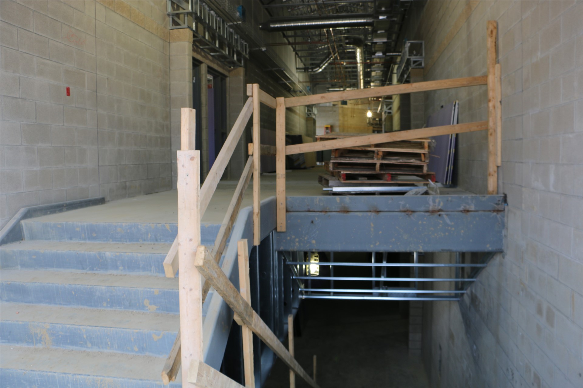 Stairwell connecting social studies (second floor) and language arts (first floor)