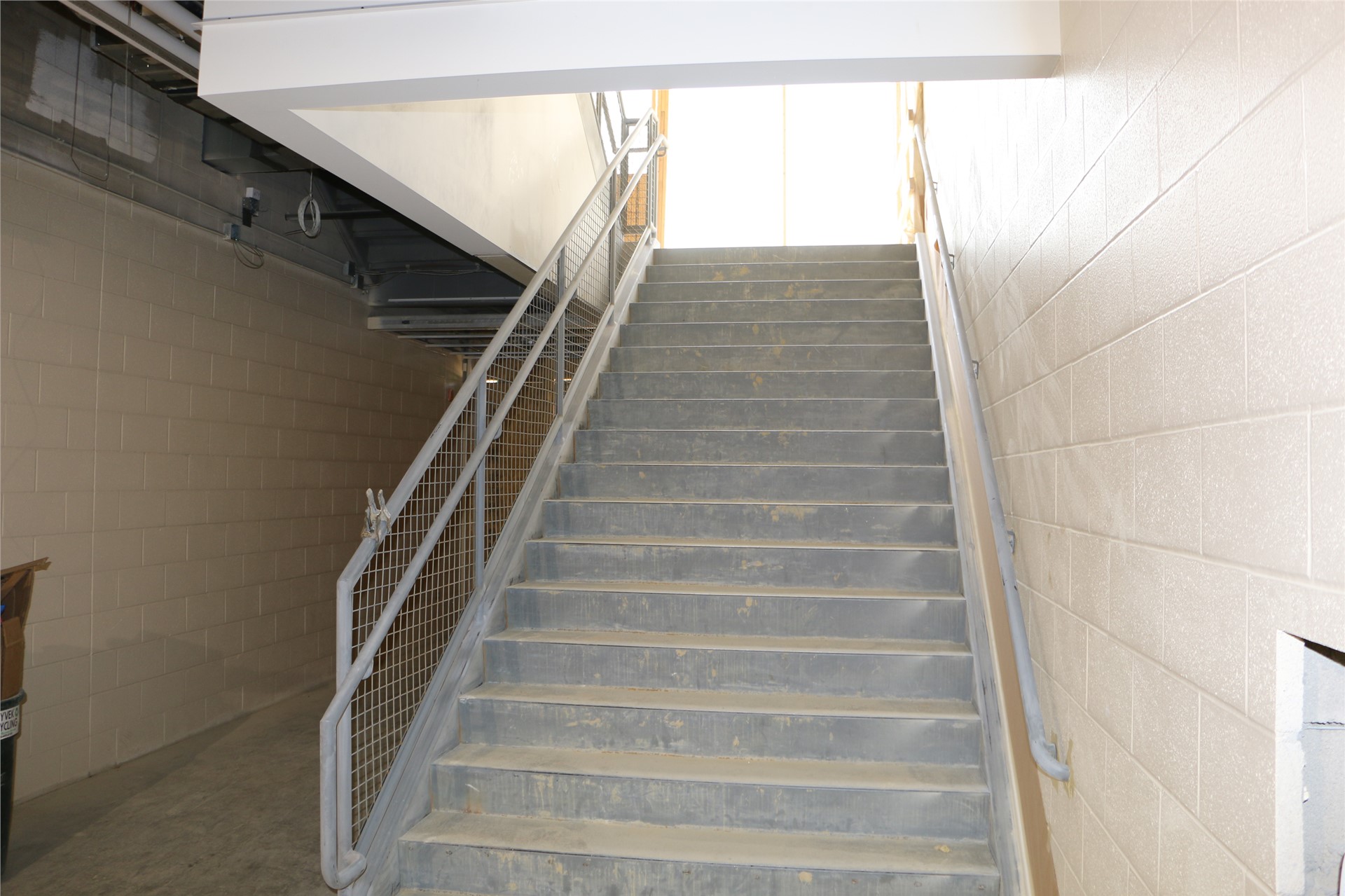 Stairs connecting the 1st and 2nd floors of the West Academic Wing